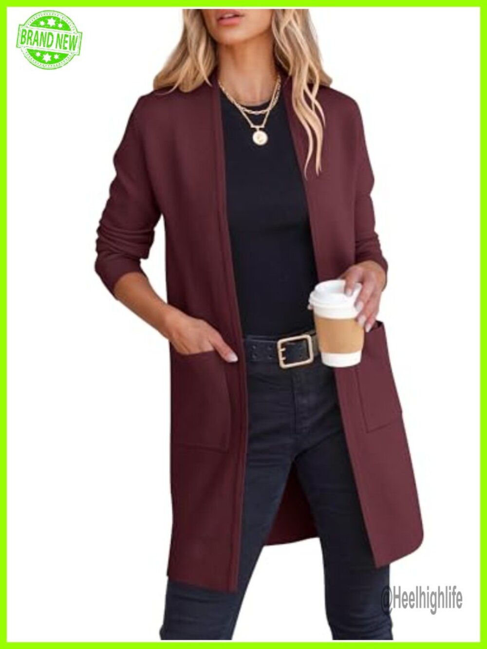 Women's Cardigan Sweater Long Sleeve Open Front Knit Regular Fit